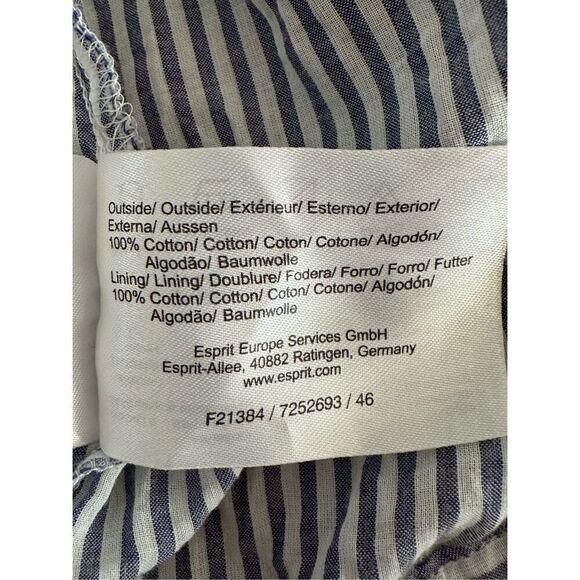 Esprit Striped Cotton Sleeveless Top Womens 10 Blue White Coastal Cottage Preppy - Picture 11 of 12